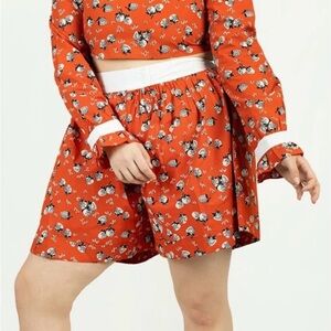 BATSHEVA Westport Shorts Red Hydrangea size 14